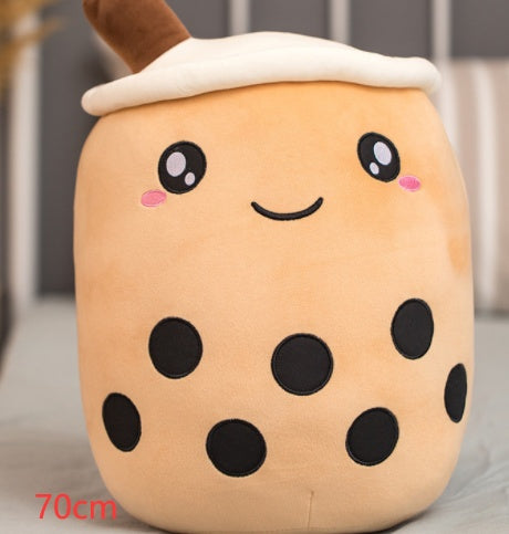 Cute Fruit Drink Plush - Strawberry Milk Tea & Boba Tea Cup Pillow Toy