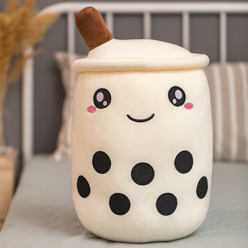 Cute Fruit Drink Plush - Strawberry Milk Tea & Boba Tea Cup Pillow Toy