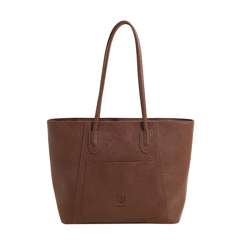 Retro Textured Casual Shoulder Tote