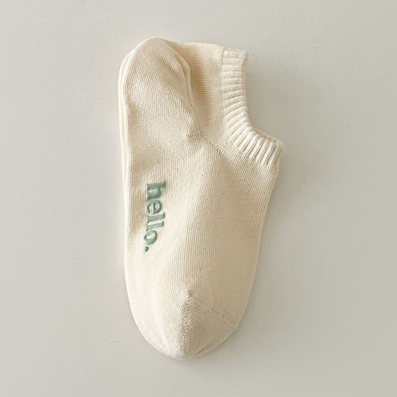 Fashion Personalized Cream Letter Women's Cotton socks