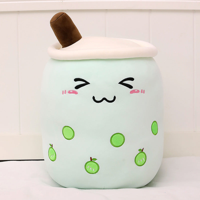 Cute Fruit Drink Plush - Strawberry Milk Tea & Boba Tea Cup Pillow Toy