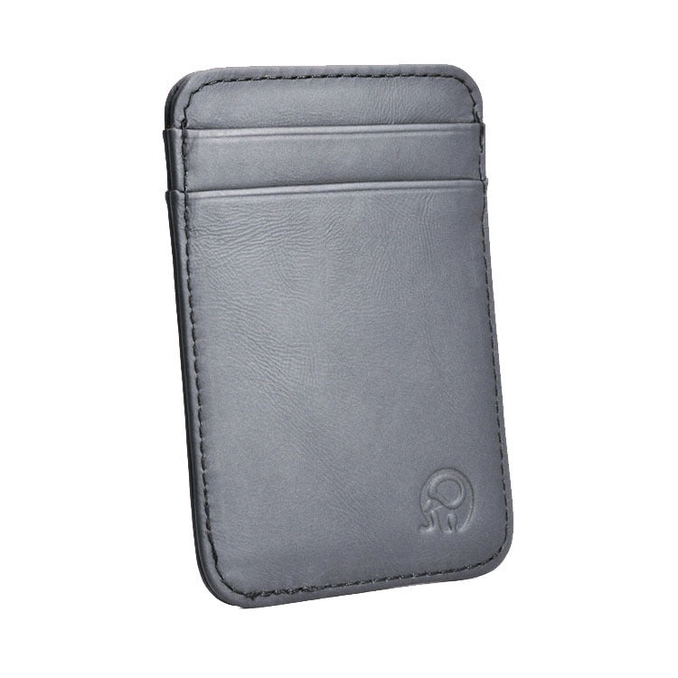 Vintage Brown Elephant Card Holder - Cowhide 5-Slot Retro Case