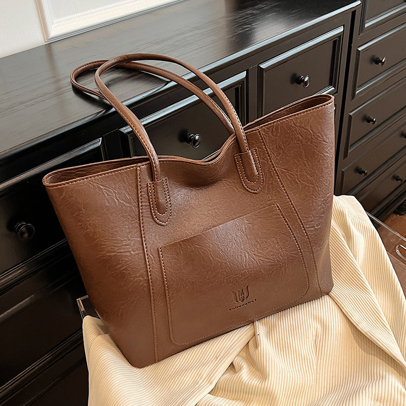 Retro Textured Casual Shoulder Tote