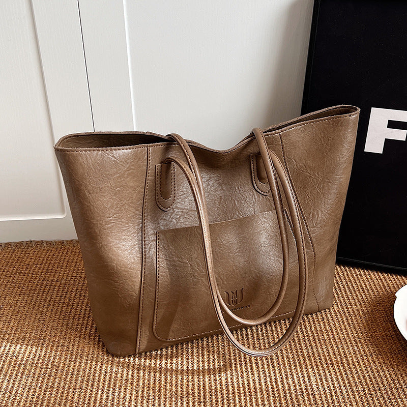 Retro Textured Casual Shoulder Tote