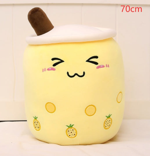 Cute Fruit Drink Plush - Strawberry Milk Tea & Boba Tea Cup Pillow Toy