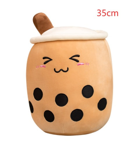 Cute Fruit Drink Plush - Strawberry Milk Tea & Boba Tea Cup Pillow Toy