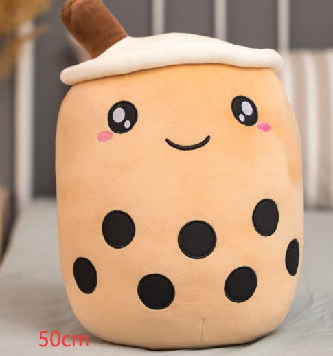 Cute Fruit Drink Plush - Strawberry Milk Tea & Boba Tea Cup Pillow Toy