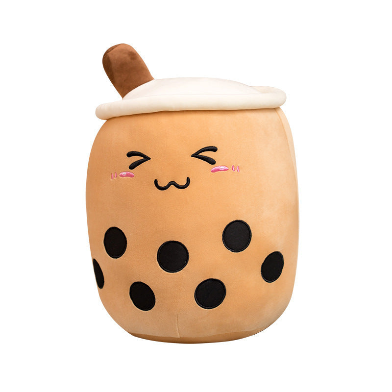 Cute Fruit Drink Plush - Strawberry Milk Tea & Boba Tea Cup Pillow Toy