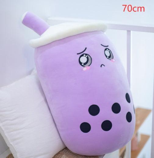 Cute Fruit Drink Plush - Strawberry Milk Tea & Boba Tea Cup Pillow Toy