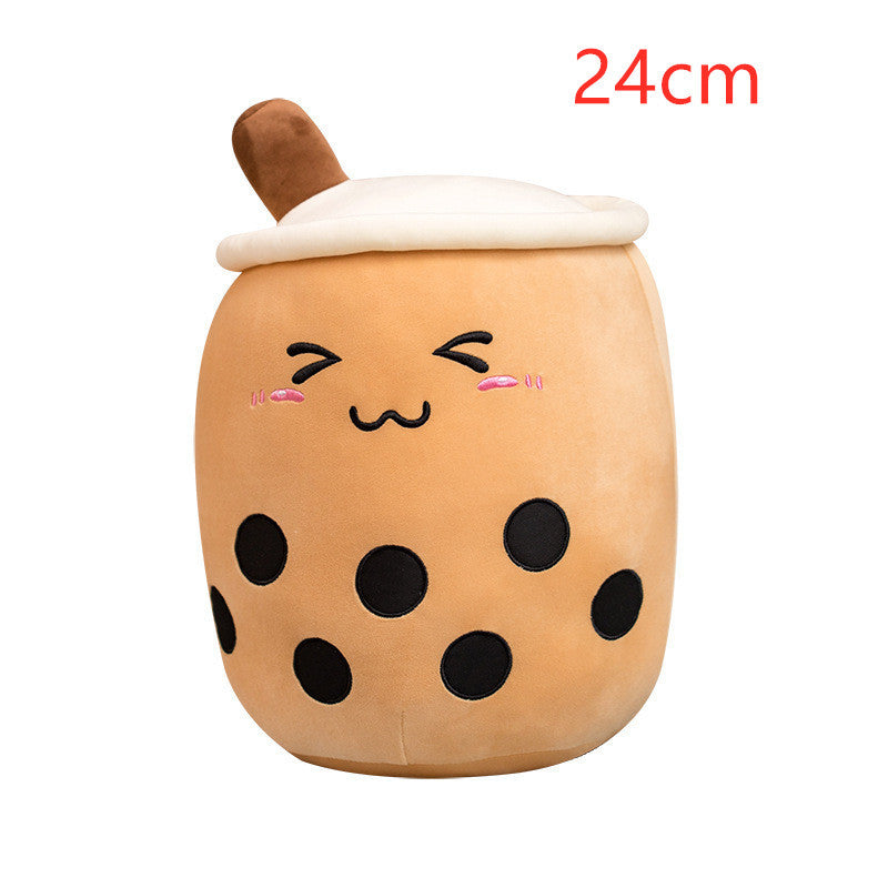 Cute Fruit Drink Plush - Strawberry Milk Tea & Boba Tea Cup Pillow Toy