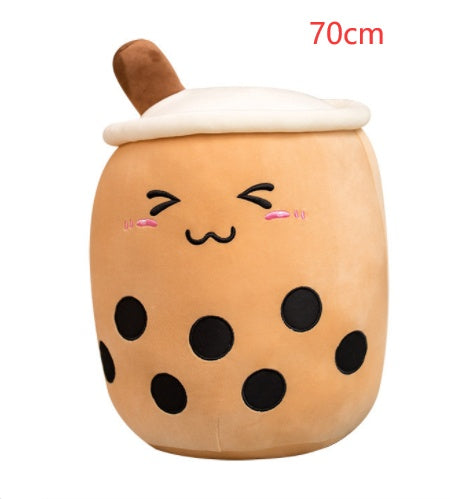 Cute Fruit Drink Plush - Strawberry Milk Tea & Boba Tea Cup Pillow Toy