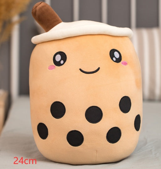 Cute Fruit Drink Plush - Strawberry Milk Tea & Boba Tea Cup Pillow Toy