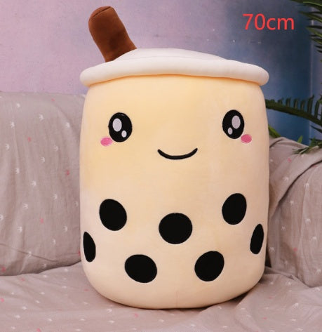 Cute Fruit Drink Plush - Strawberry Milk Tea & Boba Tea Cup Pillow Toy