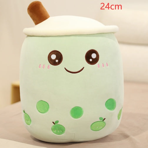 Cute Fruit Drink Plush - Strawberry Milk Tea & Boba Tea Cup Pillow Toy