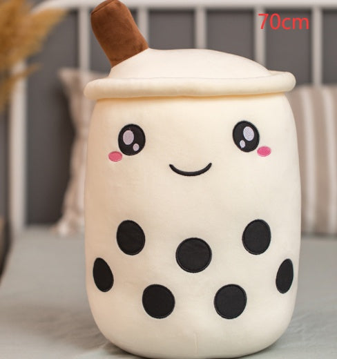 Cute Fruit Drink Plush - Strawberry Milk Tea & Boba Tea Cup Pillow Toy