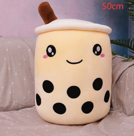 Cute Fruit Drink Plush - Strawberry Milk Tea & Boba Tea Cup Pillow Toy