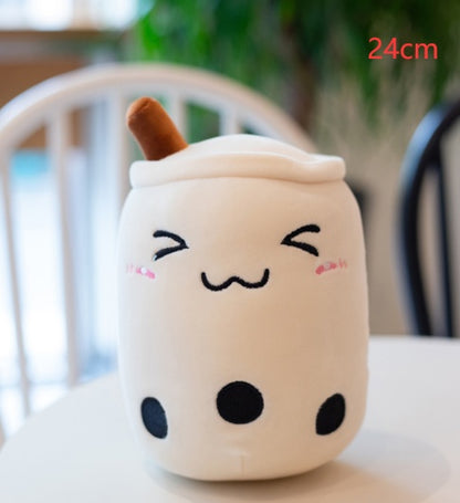 Cute Fruit Drink Plush - Strawberry Milk Tea & Boba Tea Cup Pillow Toy