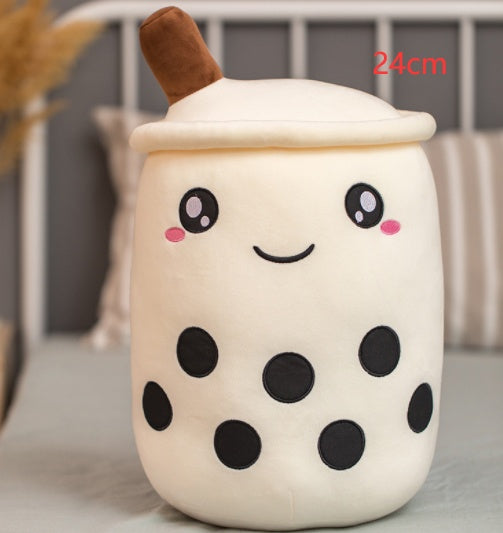 Cute Fruit Drink Plush - Strawberry Milk Tea & Boba Tea Cup Pillow Toy