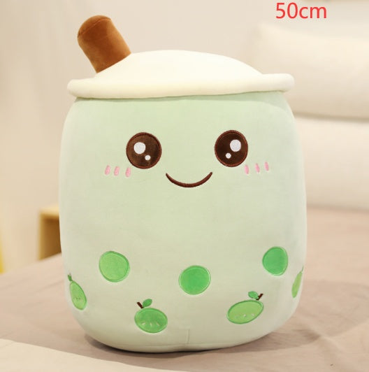 Cute Fruit Drink Plush - Strawberry Milk Tea & Boba Tea Cup Pillow Toy