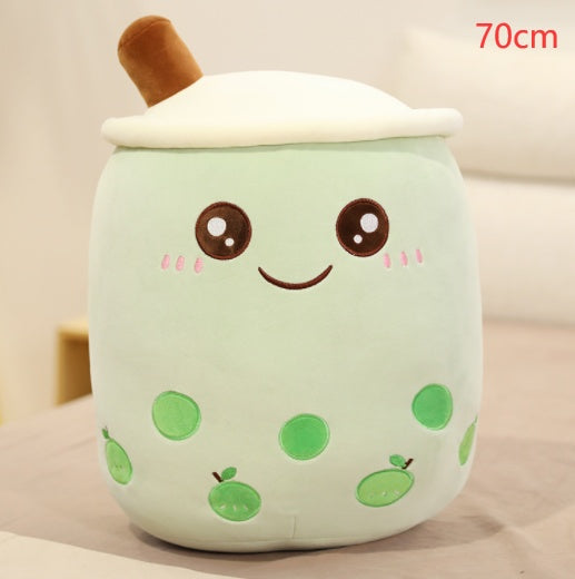 Cute Fruit Drink Plush - Strawberry Milk Tea & Boba Tea Cup Pillow Toy