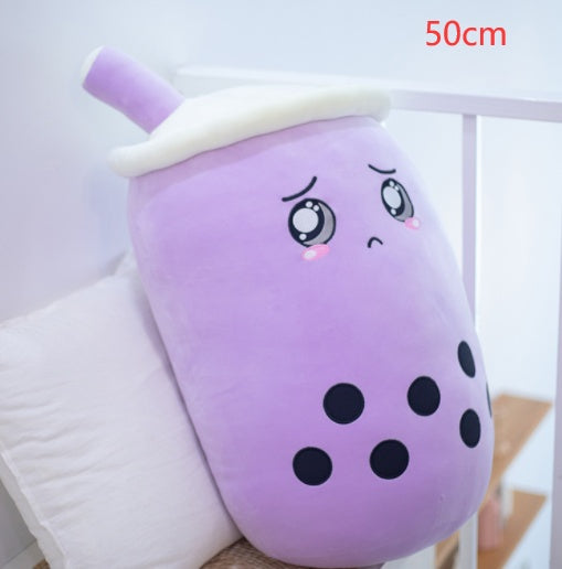 Cute Fruit Drink Plush - Strawberry Milk Tea & Boba Tea Cup Pillow Toy