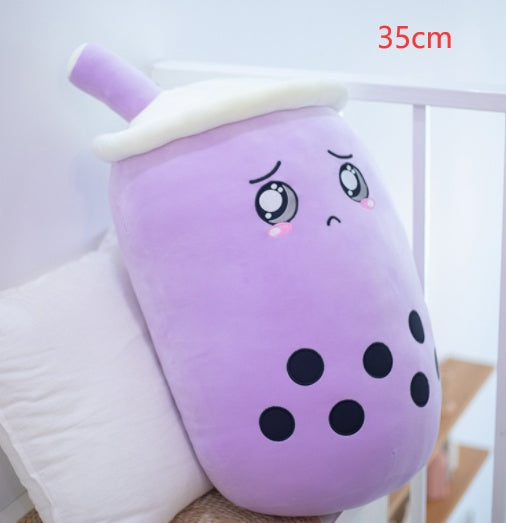 Cute Fruit Drink Plush - Strawberry Milk Tea & Boba Tea Cup Pillow Toy