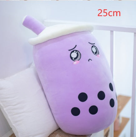 Cute Fruit Drink Plush - Strawberry Milk Tea & Boba Tea Cup Pillow Toy