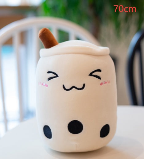 Cute Fruit Drink Plush - Strawberry Milk Tea & Boba Tea Cup Pillow Toy
