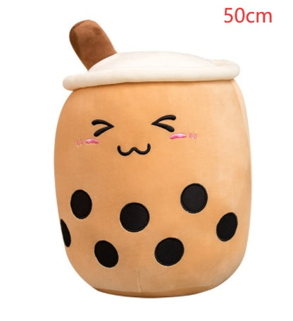 Cute Fruit Drink Plush - Strawberry Milk Tea & Boba Tea Cup Pillow Toy