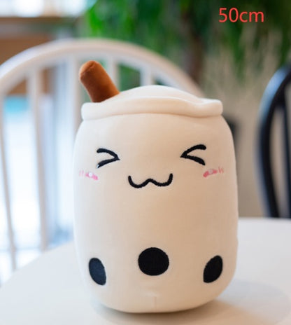 Cute Fruit Drink Plush - Strawberry Milk Tea & Boba Tea Cup Pillow Toy