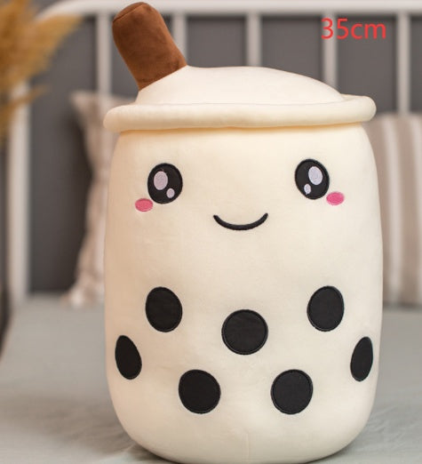 Cute Fruit Drink Plush - Strawberry Milk Tea & Boba Tea Cup Pillow Toy
