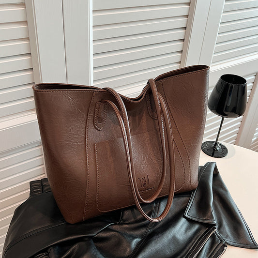 Retro Textured Casual Shoulder Tote