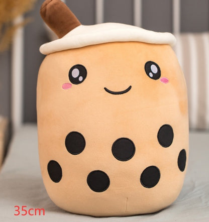 Cute Fruit Drink Plush - Strawberry Milk Tea & Boba Tea Cup Pillow Toy