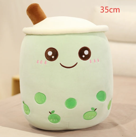 Cute Fruit Drink Plush - Strawberry Milk Tea & Boba Tea Cup Pillow Toy