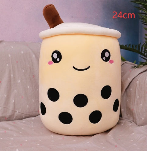 Cute Fruit Drink Plush - Strawberry Milk Tea & Boba Tea Cup Pillow Toy