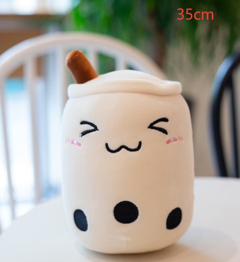 Cute Fruit Drink Plush - Strawberry Milk Tea & Boba Tea Cup Pillow Toy