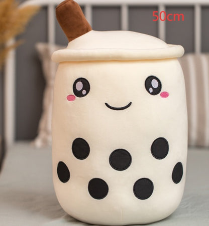 Cute Fruit Drink Plush - Strawberry Milk Tea & Boba Tea Cup Pillow Toy